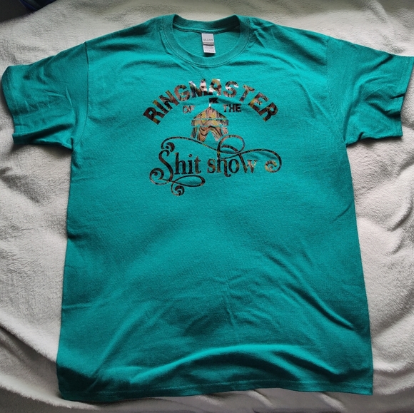 Turquoise T Shirt With Rainbow "Ringmaster Of The Shit Show" Decal - Picture 4 of 7